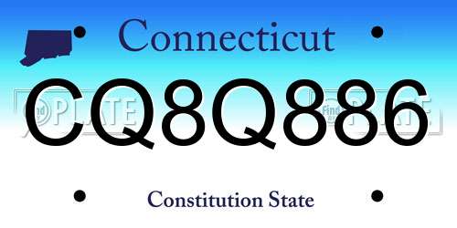 CQ8Q886 Connecticut License Plate