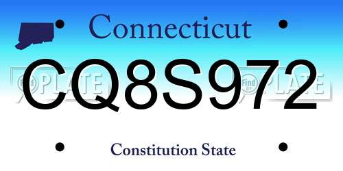 CQ8S972 Connecticut License Plate