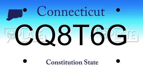 CQ8T6G Connecticut License Plate