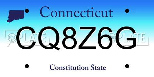 CQ8Z6G Connecticut License Plate