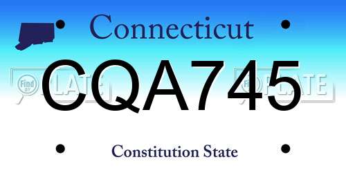 CQA745 Connecticut License Plate