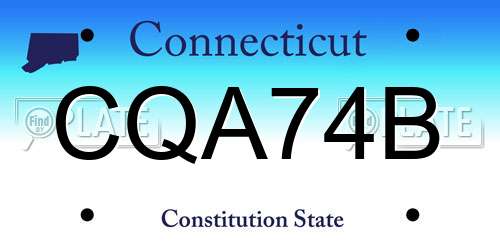 CQA74B Connecticut License Plate