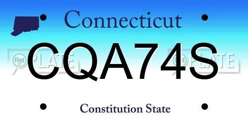 CQA74S Connecticut License Plate