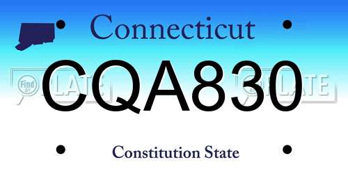 CQA830 Connecticut License Plate