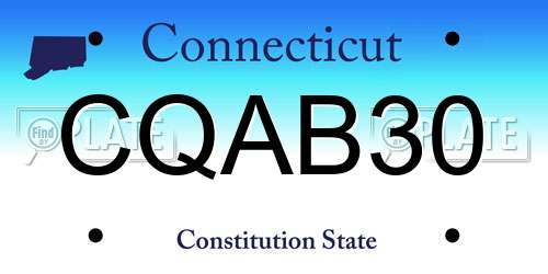 CQAB30 Connecticut License Plate