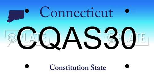 CQAS30 Connecticut License Plate