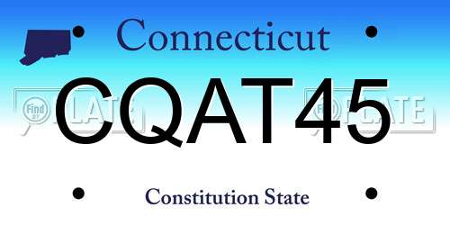 CQAT45 Connecticut License Plate