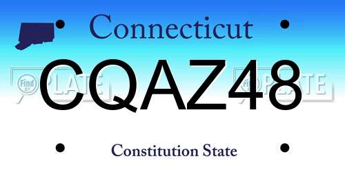 CQAZ48 Connecticut License Plate