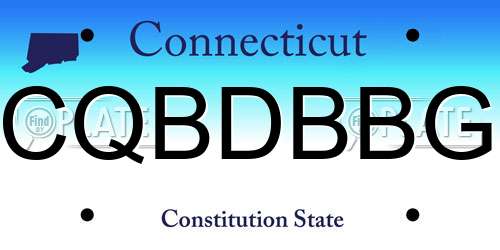 CQBDBBG Connecticut License Plate
