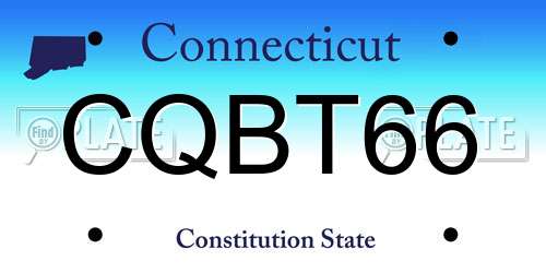 CQBT66 Connecticut License Plate