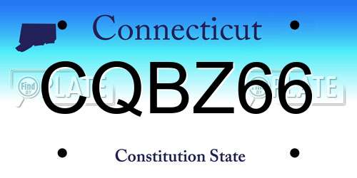 CQBZ66 Connecticut License Plate