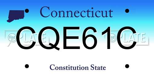 CQE61C Connecticut License Plate