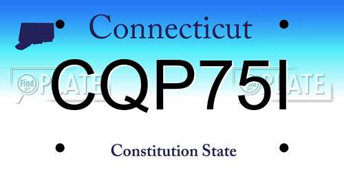 CQP75I Connecticut License Plate
