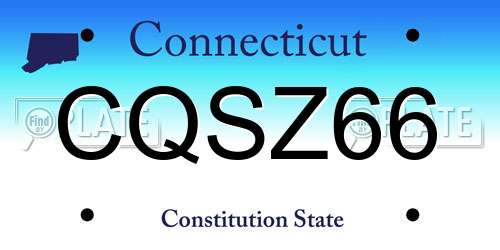 CQSZ66 Connecticut License Plate