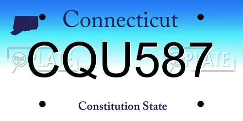 CQU587 Connecticut License Plate
