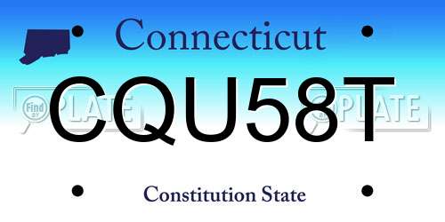 CQU58T Connecticut License Plate