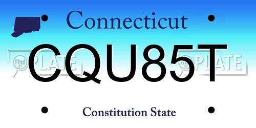 CQU85T Connecticut License Plate
