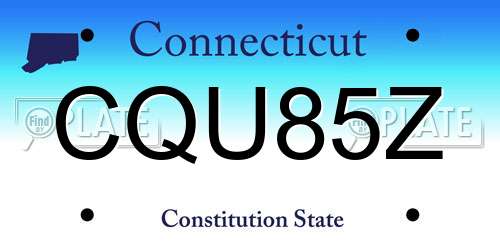 CQU85Z Connecticut License Plate