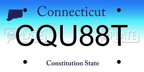 CQU88T Connecticut License Plate