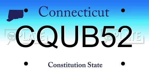 CQUB52 Connecticut License Plate