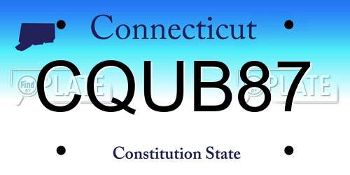 CQUB87 Connecticut License Plate