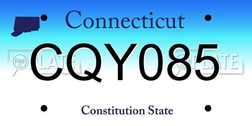 CQY085 Connecticut License Plate