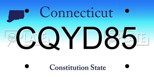 CQYD85 Connecticut License Plate