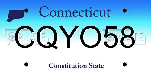 CQYO58 Connecticut License Plate