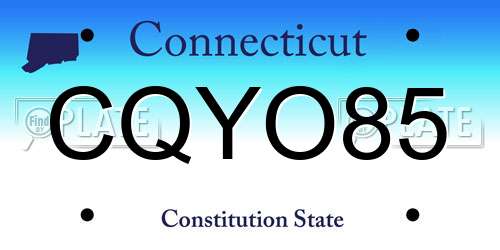 CQYO85 Connecticut License Plate