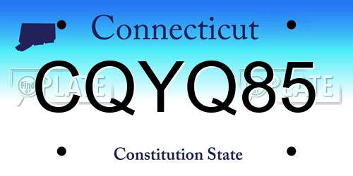 CQYQ85 Connecticut License Plate