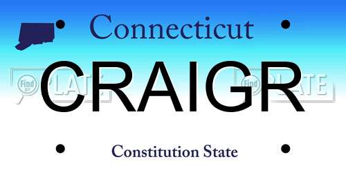 CRAIGR Connecticut License Plate