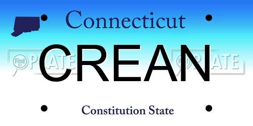 CREAN Connecticut License Plate