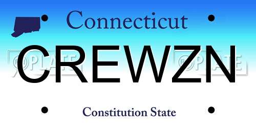 CREWZN Connecticut License Plate