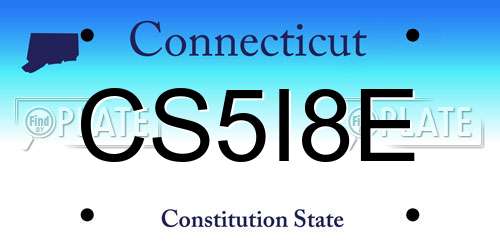 CS5I8E Connecticut License Plate