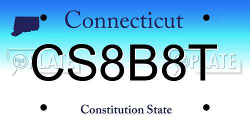 CS8B8T Connecticut License Plate