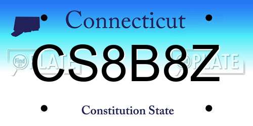 CS8B8Z Connecticut License Plate