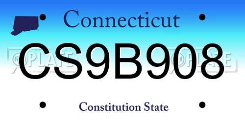 CS9B908 Connecticut License Plate