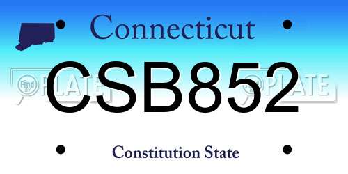 CSB852 Connecticut License Plate