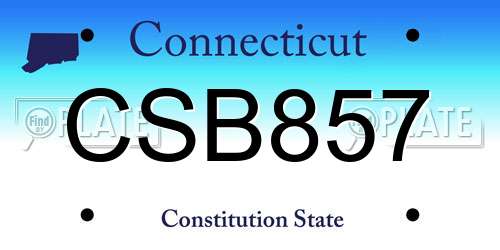CSB857 Connecticut License Plate