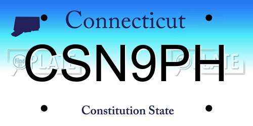 CSN9PH Connecticut License Plate