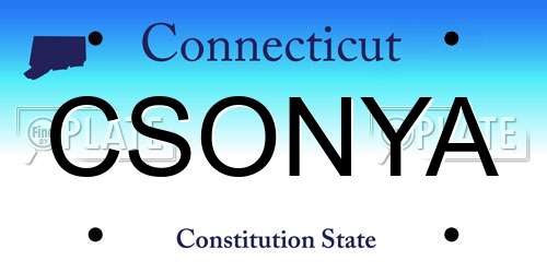 CSONYA Connecticut License Plate