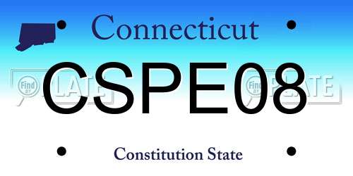 CSPE08 Connecticut License Plate