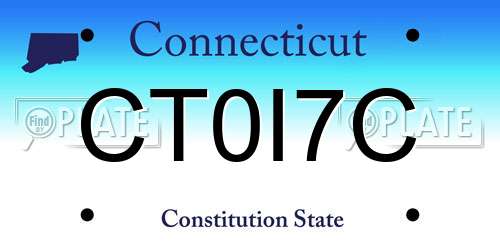 CT0I7C Connecticut License Plate