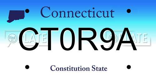 CT0R9A Connecticut License Plate