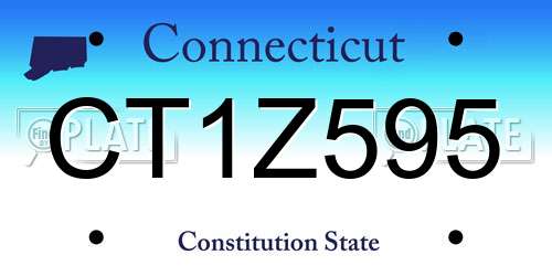 CT1Z595 Connecticut License Plate