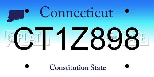 CT1Z898 Connecticut License Plate
