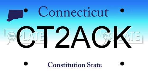 CT2ACK Connecticut License Plate