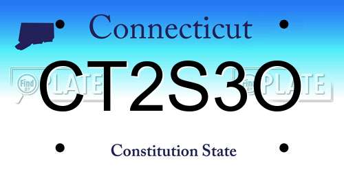 CT2S3O Connecticut License Plate
