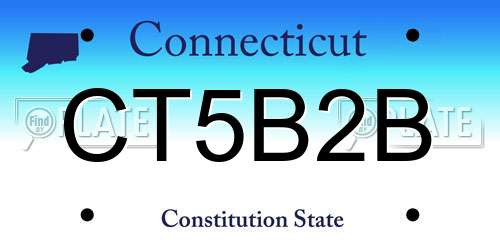 CT5B2B Connecticut License Plate
