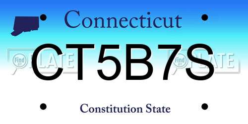 CT5B7S Connecticut License Plate